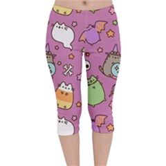 Pusheen Cat Velvet Capri Leggings 