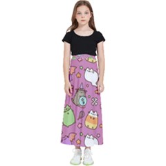 Pusheen Cat Kids  Flared Maxi Skirt by Pakjumat