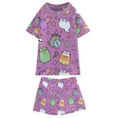 Pusheen Cat Kids  Swim T-shirt And Shorts Set by Pakjumat