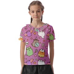 Pusheen Cat Kids  Frill Chiffon Blouse