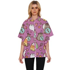 Pusheen Cat Women s Batwing Button Up Shirt