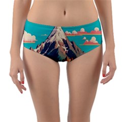 Mountain Mount Fuji Reversible Mid-waist Bikini Bottoms by Pakjumat