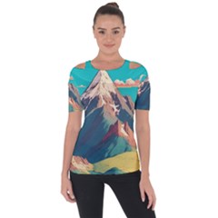 Mountain Mount Fuji Shoulder Cut Out Short Sleeve Top by Pakjumat