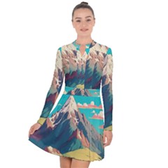 Mountain Mount Fuji Long Sleeve Panel Dress