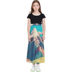 Mountain Mount Fuji Kids  Flared Maxi Skirt by Pakjumat