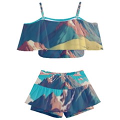 Mountain Mount Fuji Kids  Off Shoulder Skirt Bikini by Pakjumat