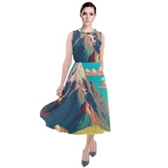 Mountain Mount Fuji Round Neck Boho Dress by Pakjumat