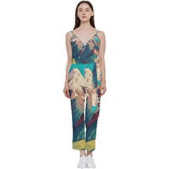 Mountain Mount Fuji V-neck Camisole Jumpsuit