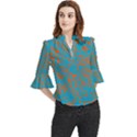 Animal Print Pattern Loose Horn Sleeve Chiffon Blouse View1