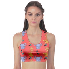 Elephant Monkey Dog Cartoon Fitness Sports Bra by Pakjumat