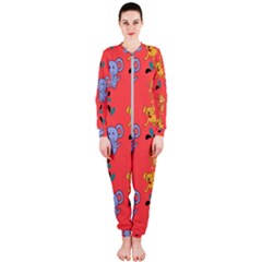 Elephant Monkey Dog Cartoon Onepiece Jumpsuit (ladies)