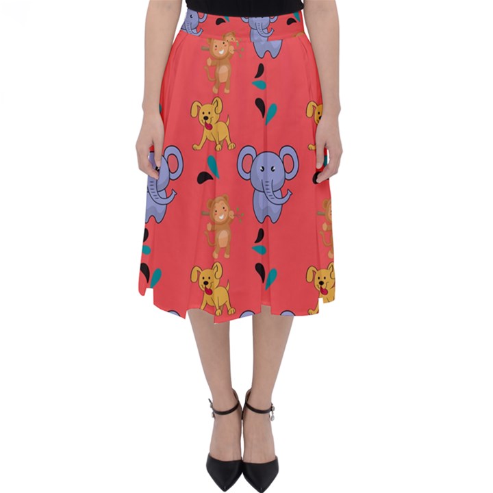 Elephant Monkey Dog Cartoon Classic Midi Skirt