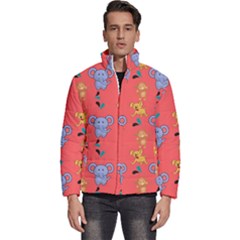 Elephant Monkey Dog Cartoon Men s Puffer Bubble Jacket Coat by Pakjumat