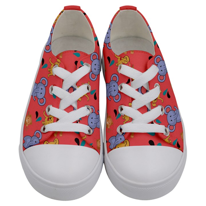 Elephant Monkey Dog Cartoon Kids  Low Top Canvas Sneakers