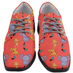 Elephant Monkey Dog Cartoon Women Heeled Oxford Shoes