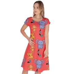 Elephant Monkey Dog Cartoon Classic Short Sleeve Dress by Pakjumat