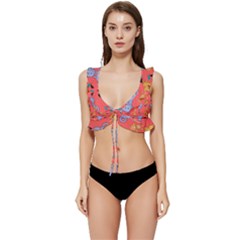 Elephant Monkey Dog Cartoon Low Cut Ruffle Edge Bikini Top