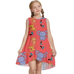 Elephant Monkey Dog Cartoon Kids  Frill Swing Dress by Pakjumat