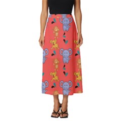 Elephant Monkey Dog Cartoon Classic Midi Chiffon Skirt