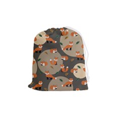 Fox Pattern Drawstring Pouch (medium) by Pakjumat