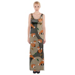 Fox Pattern Thigh Split Maxi Dress by Pakjumat