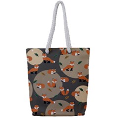 Fox Pattern Full Print Rope Handle Tote (small)