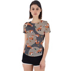 Fox Pattern Back Cut Out Sport T-shirt