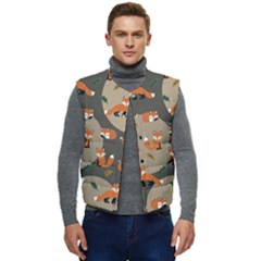 Fox Pattern Men s Button Up Puffer Vest	