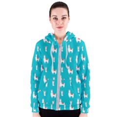 Lama Alpaca Animal Pattern Design Women s Zipper Hoodie by Pakjumat