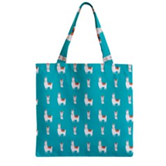 Lama Alpaca Animal Pattern Design Zipper Grocery Tote Bag by Pakjumat