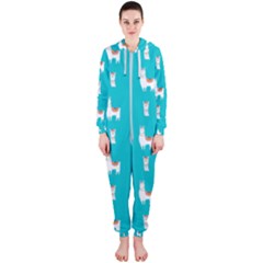 Lama Alpaca Animal Pattern Design Hooded Jumpsuit (ladies) by Pakjumat