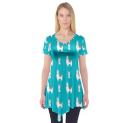 Lama Alpaca Animal Pattern Design Short Sleeve Tunic  by Pakjumat