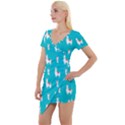 Lama Alpaca Animal Pattern Design Short Sleeve Asymmetric Mini Dress View1