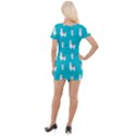 Lama Alpaca Animal Pattern Design Short Sleeve Asymmetric Mini Dress View2