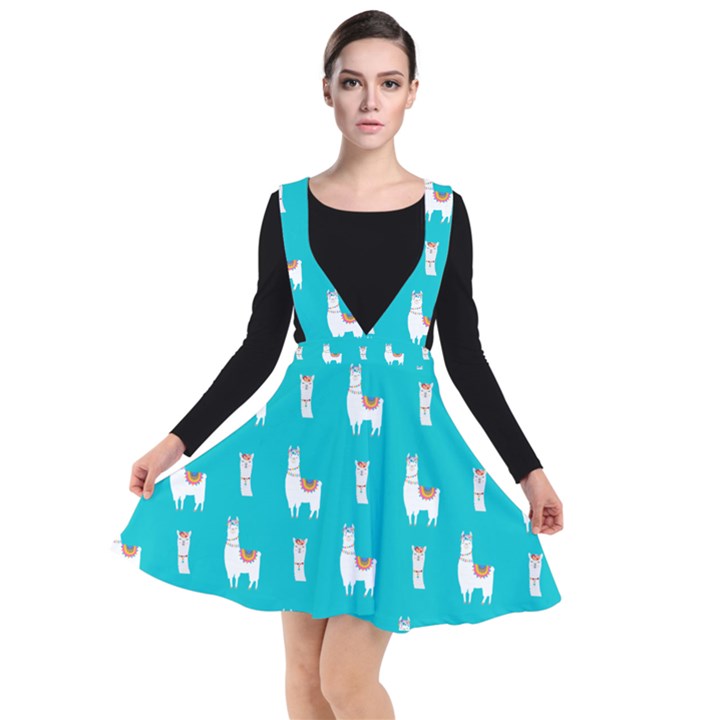 Lama Alpaca Animal Pattern Design Plunge Pinafore Dress