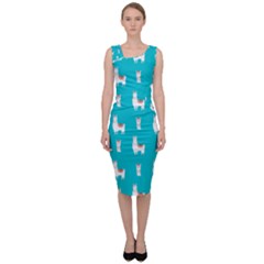 Lama Alpaca Animal Pattern Design Sleeveless Pencil Dress by Pakjumat