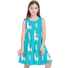 Lama Alpaca Animal Pattern Design Kids  Skater Dress by Pakjumat