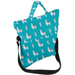 Lama Alpaca Animal Pattern Design Fold Over Handle Tote Bag by Pakjumat