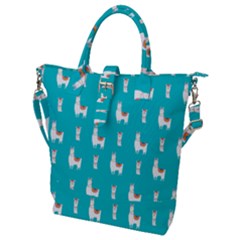 Lama Alpaca Animal Pattern Design Buckle Top Tote Bag by Pakjumat