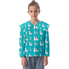 Lama Alpaca Animal Pattern Design Kids  Peter Pan Collar Blouse by Pakjumat