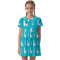 Lama Alpaca Animal Pattern Design Kids  Asymmetric Collar Dress by Pakjumat