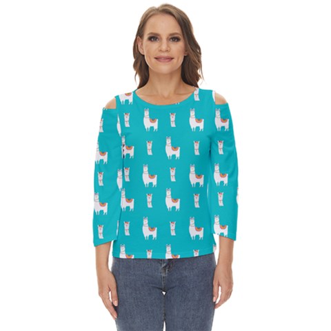 Lama Alpaca Animal Pattern Design Cut Out Wide Sleeve Top by Pakjumat