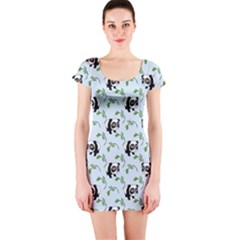 Animal Panda Bamboo Seamless Pattern Short Sleeve Bodycon Dress by Pakjumat