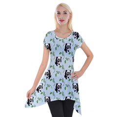 Animal Panda Bamboo Seamless Pattern Short Sleeve Side Drop Tunic by Pakjumat