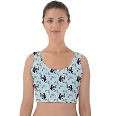 Animal Panda Bamboo Seamless Pattern Velvet Crop Top by Pakjumat