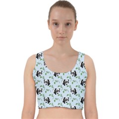 Animal Panda Bamboo Seamless Pattern Velvet Racer Back Crop Top by Pakjumat