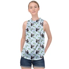 Animal Panda Bamboo Seamless Pattern High Neck Satin Top by Pakjumat