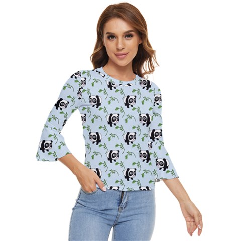 Animal Panda Bamboo Seamless Pattern Bell Sleeve Top by Pakjumat