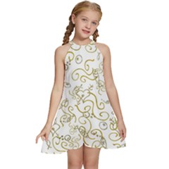 Fish Sea Ocean Algae Underwater Kids  Halter Collar Waist Tie Chiffon Dress by Pakjumat