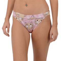 Cat Pattern Pink Cartoon Band Bikini Bottoms by Pakjumat